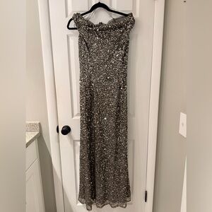 Adrianna Papell Silver Sequin Dress